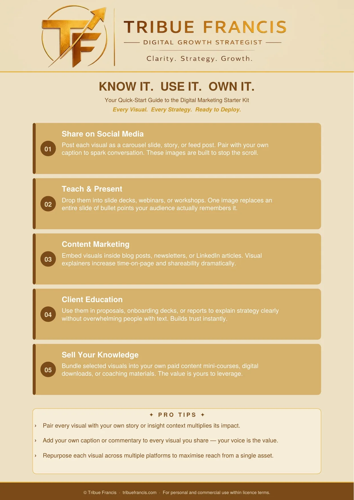 How to Use These Visuals — 
    Know It Use It Own It