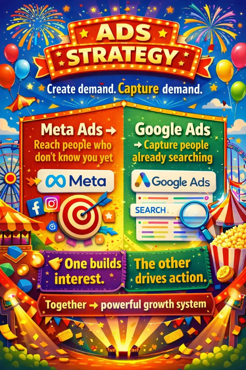 Ads Strategy Meta Google paid media infographic